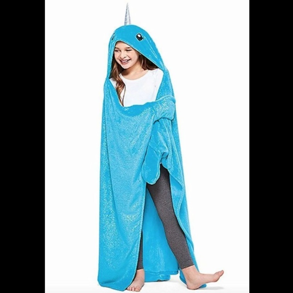 Justice Narwhal Wearable Hooded Blanket Horn Tail